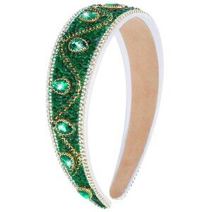 Green Rhinestone Headband for Women and Girls Bling Sparkly Crystal Diamond Hair